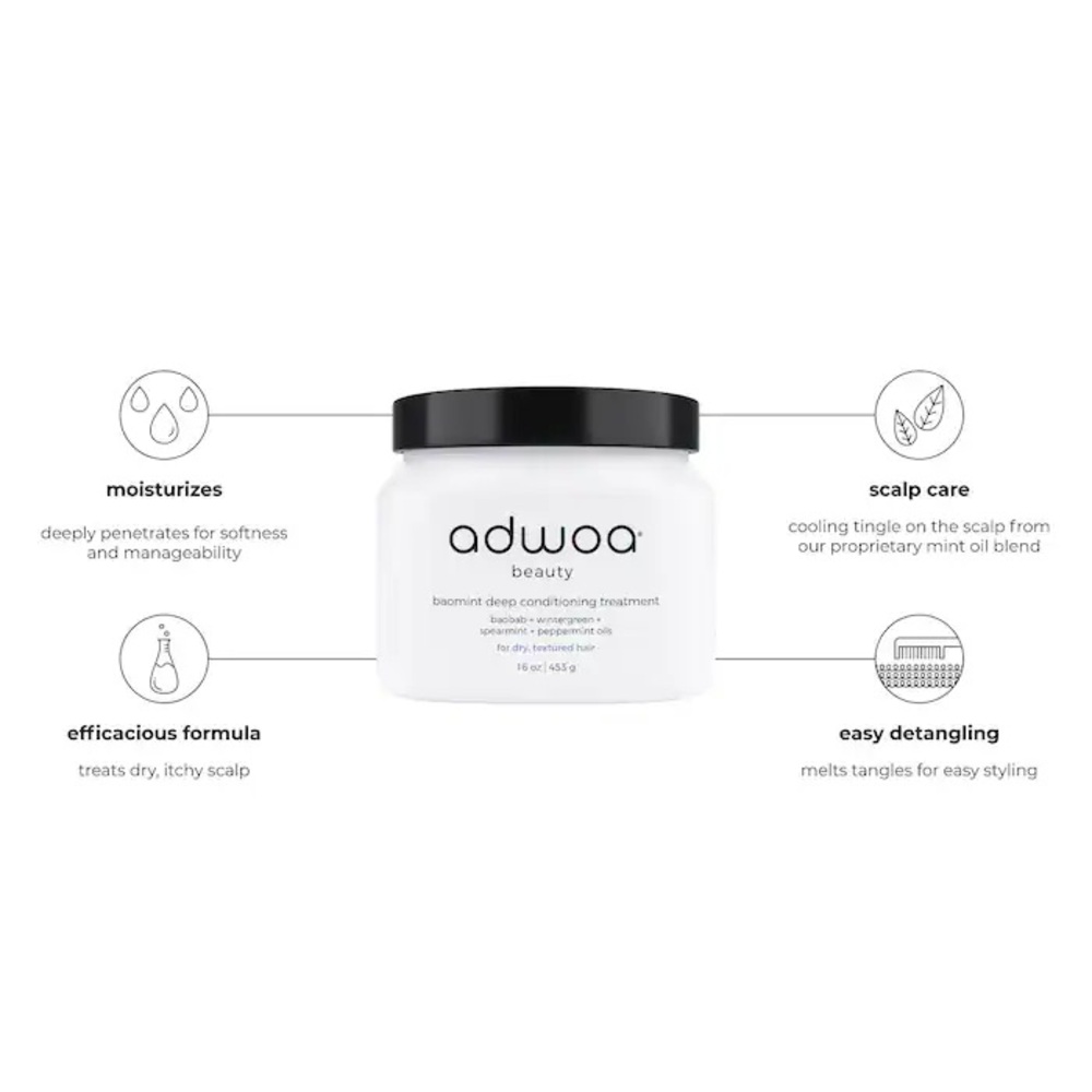 New - Adwoa Beauty Baomint™ Deep Conditioning Treatment Travel Size 3.3 Oz - Picture 3 of 8
